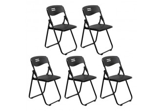 5pcs Office Conference Plastic Folding Chair Black