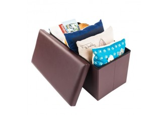 F-01L Practical PVC Leather Square Shape Footstool Brown